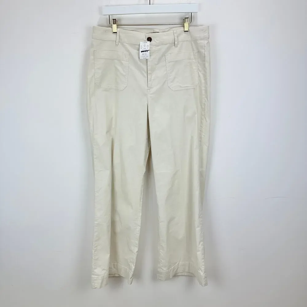 J.Crew Lizzie High Rise Patch Pocket Wide Leg Pant Classic Natural US 32 NWT